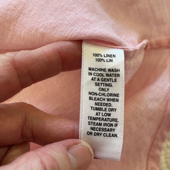 Saks 100% Linen Top Long Sleeveless Womens XL Pink Lightweight Coastal Beachy - Picture 3 of 16